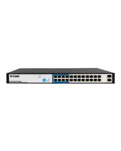 دي- لينك DGS-F1024P 24 منفذ جيجابت محول POE غير مدار مع 2 منفذ SFP 250 واط