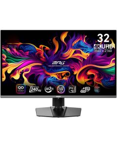 إم إس آي شاشة ألعاب MPG 321URX مقاس 32 بوصة بدقة 4K UHD وشاشة QD-OLED بدقة 3840 × 2160 ومعدل تحديث 240 هرتز ووقت استجابة 0.03 مللي ثانية وتقنية AMD FreeSync Premium Pro وHDR 400 باللون الأسود