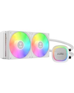 مبرد وحدة المعالجة المركزية السائل GAMDIAS AURA GL240 V2 WH White ARGB - مشعاع 240 مم، مضخة 12 فتحة 10 أقطاب، توجيه كابل مخفي، 30 وضع إضاءة، توافق عالمي