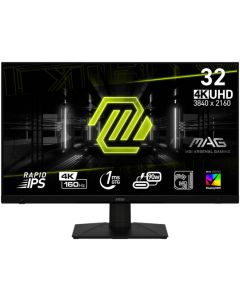 شاشة ألعاب إم إس آي MAG مقاس 32 بوصة 322UPF 4K UHD Rapid IPS Display 3840 x 2160 معدل تحديث 160 هرتز وقت استجابة 1 مللي ثانية تقنية AMD FreeSync Premium، دعم VESA DisplayHDR 400، لون أسود