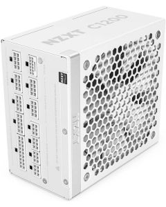 مزود الطاقة NZXT C1200 White 1200W ATX 3.1 - 80 Plus Gold، معياري بالكامل، مروحة FDB 135 مم، موصل PCIe 12 فولت - 2×6، متوافق مع سلسلة RTX-50