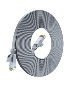 begin 15 Meter Cat6 Ethernet Cable, Flat RJ45 LAN Cable wire  High Speed 250MHZ / 1 Gigabit Speed UTP LAN Cable,  Network Internet Cable, Patch Computer Cord Gigabit  Category 6 Wires for Modem White-15 mtr M.Gray colour 