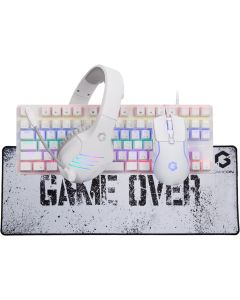 مجموعة ألعاب GAMEON VIPER XA Artic Series الكل في واحد - أبيض، لوحة مفاتيح ميكانيكية + سماعة رأس + ماوس 7200 نقطة في البوصة + لوحة ماوس 750 × 280 مم