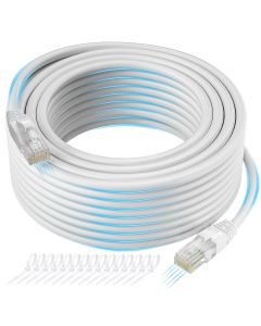 Minipro Cat6 Ethernet Cable 125 Feet, Snagless Cat 6 (25ft to 300ft), RJ45 Patch UTP LAN Network High Speed Internet Cord with 15 Cable Ties and 1 RJ45 Coupler-White 125 ft, Computer Cable with Ethernet Pin - 30 mtr patch cord M.Gray colour