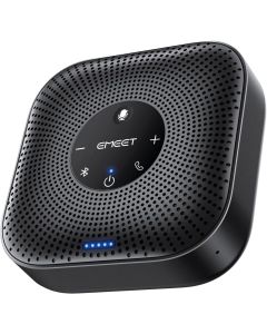 مكبر صوت مؤتمرات EMEET OfficeCore M0 Plus - مجموعة من 4 ميكروفونات، التقاط صوتي بزاوية 360 درجة، اتصال USB-C وبلوتوث 5.0، سلسلة USB قابلة للتوسيع، وقت تحدث لاسلكي يصل إلى 10 ساعات