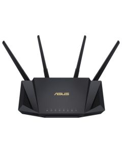 موجه ASUS RT-AX58U AX3000 ثنائي النطاق WiFi 6 (802.11ax) يدعم تقنيات MU-MIMO و OFDMA، مع أمان الشبكة AiProtection Pro المدعوم من Trend Micro™، ومتوافق مع نظام ASUS AiMesh WiFi.