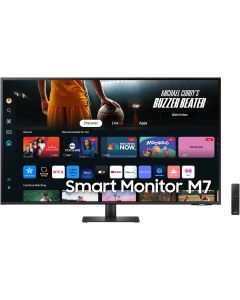 شاشة سامسونج M7 M70D الذكية مقاس 43 بوصة بدقة 4K UHD VA، معدل تحديث 3840 × 2160 60 هرتز، وقت استجابة 4 مللي ثانية، نظام التشغيل Tizen، HDR10، HDMI 2.0، أسود
