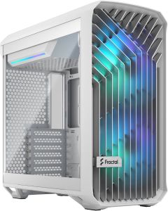 صندوق ألعاب متوسط الحجم Fractal Design Torrent RGB باللون الأبيض وزجاج مقوّى شفاف