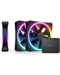 NZXT F120 RGB Duo 120mm PWM Black Triple Pack Fan Balanced Airflow /Static Pressure, Fluid Dynamic Bearing 500-800 RPM Speed