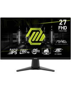 MSI MAG Gaming Monitor 27 inch 275F FHD Rapid IPS Display 1920 x 1080 180Hz Refresh Rate 0.5ms (GtG) Response Time Adaptive Sync Technology, 1.07b Color Support, Anti-Flicker, Black