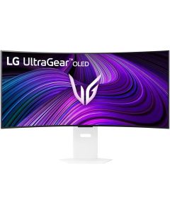 إل جي شاشة ألعاب منحنية UltraGear OLED مقاس 39 بوصة بدقة WQHD 3440x1440 ومعدل تحديث 240 هرتز ومعدل استجابة 0.03 مللي ثانية وتقنية AMD FreeSync Premium ومتوافقة مع تقنية NVIDIA G-Sync، لون أبيض