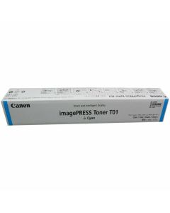 خرطوشة الحبر الأصلية كانون T01 باللون السماوي – متوافقة مع طابعات imagePRESS C60 و C600 و C600i و C65 و C650 و C700 و C710 و C750 و C800 و C810 و C850 و C910