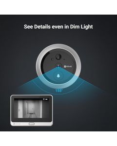 كاميرا EZVIZ DP2C بدقة 1080 بكسل مع شاشة ملونة بحجم 4.3 بوصة، جرس مدمج، وبطارية قابلة لإعادة الشحن