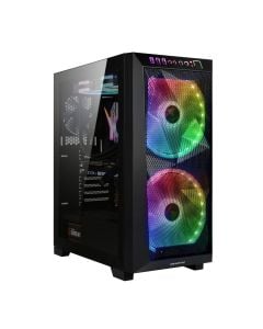 علبة ألعاب GAMDIAS Apollo M1 Elite ARGB متوسطة الحجم، مزودة بلوحين زجاجي مقاومين للحرارة، وشريط إضاءة ARGB أمامي، ونظام تبريد محسّن.