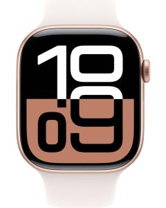 ساعة Apple Watch Series 10 مقاس 42 مم GPS + Cellular شاشة Retina Always‑On LTPO3 هيكل من الألومنيوم باللون الأسود مع حزام رياضي باللون الأسود