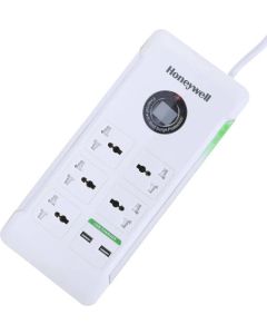 واقي التيار الكهربائي هانيويل بلاتينيوم بـ 5 منافذ مع منفذي USB، كابل بطول 1.5 متر، تقنية X3 MOV (أبيض) | HC000018/SRG/1.5M/WHT/5/2U/UK