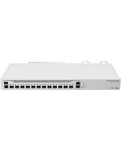 MikroTik CCR2004-1G-12S+2XS – Gigabit Ethernet Router, 1× GbE, 12× SFP+, 2× SFP28, 4GB RAM, 128MB NAND, Up to 3.4 Gbps, RouterOS v7, White