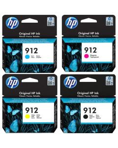 مجموعة كاملة من خراطيش الحبر الأصلية HP 912 – أرجواني، أصفر، سماوي وأسود