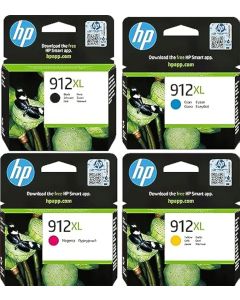 مجموعة خراطيش حبر أصلية عالية السعة HP 912XL (أسود، أصفر، سماوي، أرجواني)