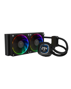 مبرد سائل GAMDIAS CHIONE M4-240 أسود AIO - مروحتان ARGB مقاس 240 مم و120 مم، وشاشة LCD مقاس 2.1 بوصة، ومضخة PWM حتى 5400 دورة في الدقيقة، ودعم مقبس عالمي