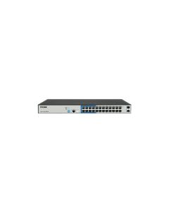 المحول دي-لينك DGS-F1210-26PS-E، سويتش ذكي من الطبقة الثانية/الثالثة (L2/L3 Smart+)، يحتوي على 24 منفذ جيجابت إيثرنت (GBE) و2 منفذ SFP، بدون مروحة (Fanless).