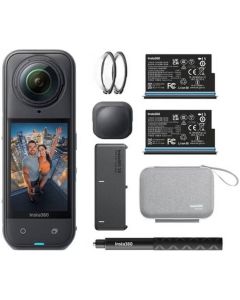 Insta360 X5 Action Camera Essential Bundle 114cm Invisible Sefie Stick Lens Cap Carry Case, 15m Waterproof 8K 360 Wind Guard with Dual 1/1.28" Sensors
