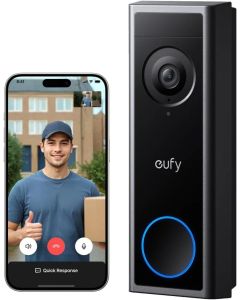جهاز جرس الباب بالفيديو eufy C30 – بدقة 2K، كشف ذكي بالذكاء الاصطناعي، لاسلكي، باللون الأسود، الموديل T8224311