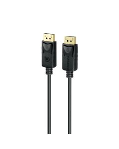 كابل Promate DPLink-120 DisplayPort 1.4 بطول 1.2 متر - دقة 8K، 60 هرتز، Ultra HD، 32.4 جيجابت في الثانية، قفل مشبك آمن، موصلات مطلية بالذهب، HDR ديناميكي و3D، تصميم رفيع من مادة PVC - أسود