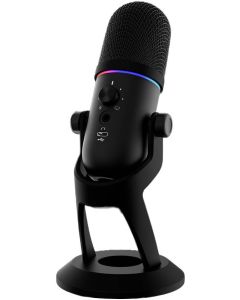 ميكروفون بث مكثف فائق القلب من GAMDIAS PHEME M1 مقاس 14 مم، 24 بت/192 كيلو هرتز، ENC مدمج، إضاءة RGB، حامل قابل للطي، مراقبة في الوقت الفعلي - أسود