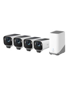 مجموعة كاميرات EUFY T88943W1 eufyCam S3 Pro (أربع كاميرات)، كاميرات مراقبة خارجية لاسلكية تعمل بالطاقة الشمسية، بدقة 4K، رؤية ليلية ملوّنة، تقنية الطاقة المستدامة Forever Power 2.0، ذكاء اصطناعي للتعرف على الوجه