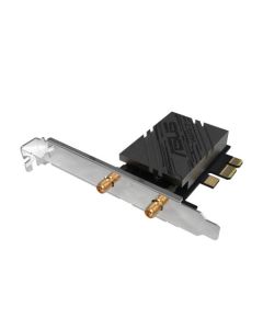 محول ASUS PCE-BE92BT WiFi 7 PCI-E مع هوائيين خارجيين وقاعدة مغناطيسية، يدعم تردد 6GHz، 320MHz، Bluetooth 5.4، أمان الشبكة WPA3، متوافق فقط مع اللوحات الأم من إنتل