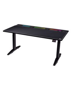 Thermaltake G700 RGB Electric Gaming Desk 160 × 88.7 cm Dual-Motor Lift, Full-Surface Mouse Pad, RGB Lighting Strip Black