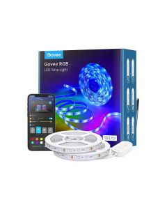 شريط إضاءة LED ذكي Govee RGB مزود بتقنية Wi-Fi وBluetooth بطول 10 أمتار H61103A3 - شريط إضاءة LED ذكي RGBIC مع تحكم بالتطبيق ومساعد صوتي ومزامنة الموسيقى