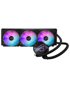 مبرد سائل ASUS ROG RYUO III 360 ARGB مع مبرد 360 مم مع 3 مراوح مقاس 120 مم وإضاءة Anime Matrix LED وAura Sync RGB من الجيل الثامن ومضخة Asetek - أسود