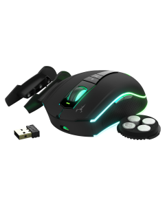 GAMDIAS Hades M1 Wired / Wireless Gaming Mouse, 10800 DPI Optical Sensor, Dual-Mode Wired & 2.4GHz Wireless, Adjustable Weight System, RGB Lighting, 7 Programmable Buttons, Black