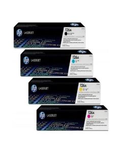 مجموعة كاملة HP 126A (أسود، سماوي، أصفر، أرجواني) خراطيش حبر ليزر أصلية