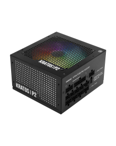 مزود طاقة GAMDIAS KRATOS P2-1200G بقدرة 1200 واط، مع وحدات RGB كاملة، معتمد من 80 PLUS Gold، متوافق مع ATX 3.0 وPCIe Gen 5.0، موصل 12 فولت HPWR أصلي، 30 تأثير ARGB، مروحة هيدروليكية 120 مم
