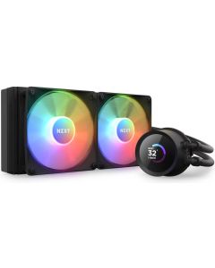 NZXT مروحة مبرد سائل لوحدة المعالج المركزية RGB 240 AIO من كراكين 240 ملم مع شاشة LCD لمقايسة الأداء ومروحة RGB 