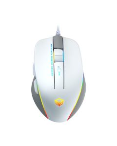 ماوس ألعاب Meetion GM230، مستشعر بصري 6000 نقطة في البوصة، إضاءة خلفية RGB ديناميكية، 8 أزرار قابلة للبرمجة، USB سلكي مريح، توصيل وتشغيل - أبيض