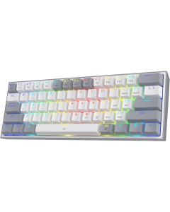 لوحة مفاتيح ألعاب ريدراجون K617 FIZZ السلكية 60٪ RGB ، لوحة مفاتيح ميكانيكية مدمجة 61 مفتاحا مع أغطية مفاتيح مختلطة الألوان بالأبيض والرمادي ، مفتاح أحمر خطي ، دعم برنامج تشغيل Pro