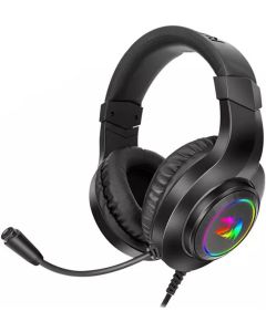 سماعة الألعاب السلكية Redragon H260 RGB Hylas - محركات ديناميكية مقاس 50 مم، وميكروفون مضاد للضوضاء، وإضاءة خلفية RGB، وإمكانية الاتصال عبر USB و3.5 مم، والتوافق مع منصات متعددة