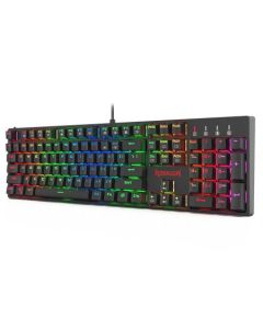 لوحة مفاتيح الألعاب الميكانيكية Redragon SURARA K582RGB - 104 مفاتيح كاملة الحجم، بإضاءة خلفية RGB، لمسية وخفيفة الضوضاء، مفاتيح خارجية بنية اللون، قابلة للتبديل السريع