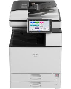 RICOH IM3000 Black and White Laser Multifunction Printer, Prints up to 30 ppm, copy, scan, fax, Paper capacity up to 4,700 pages, 2 TRAY, CABINET, TONER, White