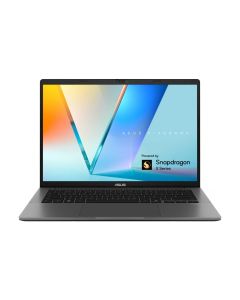 Asus Vivobook S14 S3407QA-KP014W Laptop Snapdragon X X1 26 100 Processor 16GB RAM 1TB SSD Storage Qualcomm Adreno Graphic 14 inch WQXGA Display English Arabic Keyboard Matte Gray Operating System Windows 11 home 