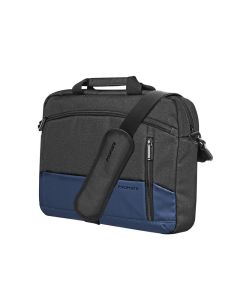 Promate Satchel‑MB Blue‑Black Laptop Messenger Bag – 15.6″ Padded Sleeve, Water‑Resistant, Luggage Belt, Multiple Compartments