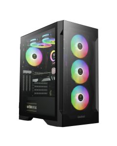 علبة ألعاب GAMDIAS TALOS E2 Elite متوسطة الحجم - زجاج مقسّى، مراوح مزودة بتقنية ARGB، تدفق هواء عالي، دعم لوحات الأم من نوع ATX/Micro ATX/Mini ITX، تصميم ذو حجرتين منفصلتين