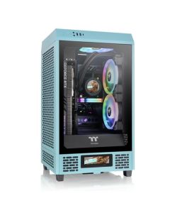 علبة كمبيوتر Thermaltake The Tower 200 Snow Mini SPCC+Tempered مع فلتر غبار قابل للإزالة يدعم حتى 280 مم ورادياتير حتى 4 مراوح - فيروزي