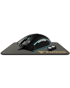 مجموعة ماوس الألعاب GAMDIAS ZEUS M2 + NYX E1، ماوس ألعاب بصري RGB بدقة 10,800 نقطة في البوصة، 8 أزرار قابلة للبرمجة، كابل مضفر بطول 1.8 متر، تصميم مريح ولوحة ماوس قماشية NYX E1، لون أسود