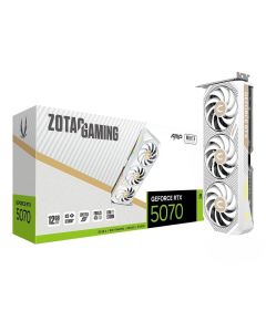 بطاقة رسومات ZOTAC GAMING GeForce RTX 5070 AMP White Edition سعة 12 جيجابايت GDDR7 - DLSS 4، PCIe 5.0، 2587 ميجاهرتز Boost، تبريد IceStorm 2.0، Spectra RGB
