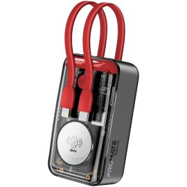  Promate 35W Transparent Power Bank Smartphone and Apple Watch with USB-C & Lightning Cable